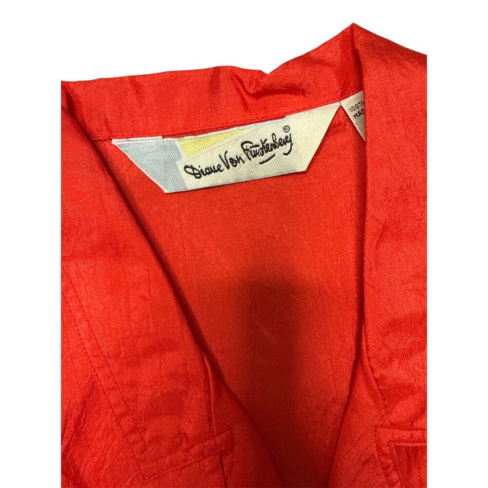 VTG Diane Von Furstenberg Red Button Down Long Sleeve DVF - Women's M - Picture 5 of 6